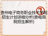 贵州电子商务职业技术学院招生计划详细分析(贵电商院招生解析)