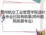郑州航空工业管理学院读什么专业比较有前景(郑州航院前景专业)