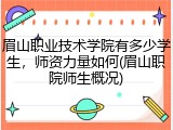 眉山职业技术学院有多少学生，师资力量如何(眉山职院师生概况)