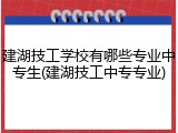 建湖技工学校有哪些专业中专生(建湖技工中专专业)