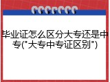 毕业证怎么区分大专还是中专("大专中专证区别")
