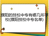 濮阳的技校中专有哪几所学校(濮阳技校中专名单)