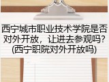 西宁城市职业技术学院是否对外开放，让进去参观吗？(西宁职院对外开放吗)