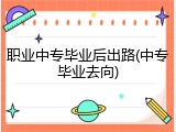 职业中专毕业后出路(中专毕业去向)