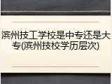 滨州技工学校是中专还是大专(滨州技校学历层次)