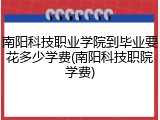 南阳科技职业学院到毕业要花多少学费(南阳科技职院学费)