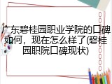 广东碧桂园职业学院的口碑如何，现在怎么样了(碧桂园职院口碑现状)