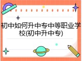 初中如何升中专中等职业学校(初中升中专)