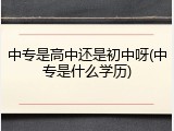 中专是高中还是初中呀(中专是什么学历)