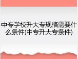 中专学校升大专规格需要什么条件(中专升大专条件)