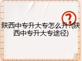 陕西中专升大专怎么升?(陕西中专升大专途径)