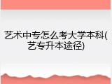 艺术中专怎么考大学本科(艺专升本途径)