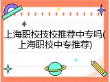 上海职校技校推荐中专吗(上海职校中专推荐)