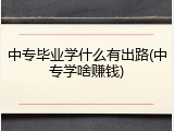 中专毕业学什么有出路(中专学啥赚钱)