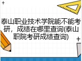 泰山职业技术学院能不能考研，成绩在哪里查询(泰山职院考研成绩查询)