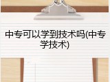 中专可以学到技术吗(中专学技术)