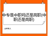 中专是中职吗还是高职(中职还是高职)