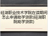 硅湖职业技术学院在读期间怎么申请助学贷款(硅湖职院助学贷款)