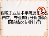 铜陵职业技术学院属于什么档次，专业排行分析(铜陵职院档次专业排行)