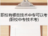 职校有哪些技术中专可以考(职校中专技术考)