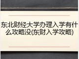 东北财经大学办理入学有什么攻略没(东财入学攻略)
