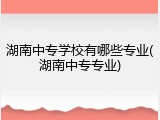 湖南中专学校有哪些专业(湖南中专专业)