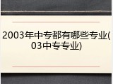 2003年中专都有哪些专业(03中专专业)