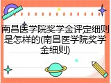 南昌医学院奖学金评定细则是怎样的(南昌医学院奖学金细则)