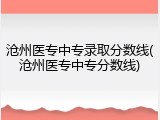 沧州医专中专录取分数线(沧州医专中专分数线)
