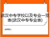 武汉中专学校以及专业一览表(武汉中专专业表)