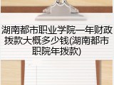 湖南都市职业学院一年财政拨款大概多少钱(湖南都市职院年拨款)