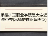 承德护理职业学院是大专还是中专(承德护理职院类型)