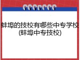 蚌埠的技校有哪些中专学校(蚌埠中专技校)