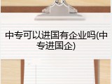中专可以进国有企业吗(中专进国企)