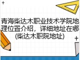 青海柴达木职业技术学院地理位置介绍，详细地址在哪(柴达木职院地址)