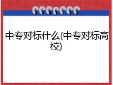 中专对标什么(中专对标高校)