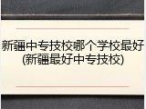 新疆中专技校哪个学校最好(新疆最好中专技校)
