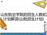 山东航空学院的招生人数和计划解读(山航招生计划)