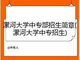 漯河大学中专部招生简章(漯河大学中专招生)