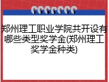 郑州理工职业学院共开设有哪些类型奖学金(郑州理工奖学金种类)