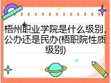 梧州职业学院是什么级别，公办还是民办(梧职院性质级别)