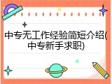 中专无工作经验简短介绍(中专新手求职)