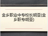 金乡职业中专校长胡亚(金乡职专胡亚)