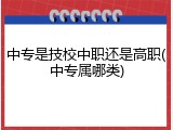 中专是技校中职还是高职(中专属哪类)