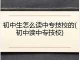 初中生怎么读中专技校的(初中读中专技校)