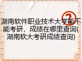湖南软件职业技术大学能不能考研，成绩在哪里查询(湖南软大考研成绩查询)