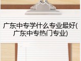 广东中专学什么专业最好(广东中专热门专业)