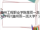 惠州工程职业学院是双一流大学吗?(惠州双一流大学？)