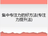 集中专注力的好方法(专注力提升法)