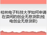 桂林电子科技大学如何申请在读间的创业无息贷款(桂电创业无息贷款)